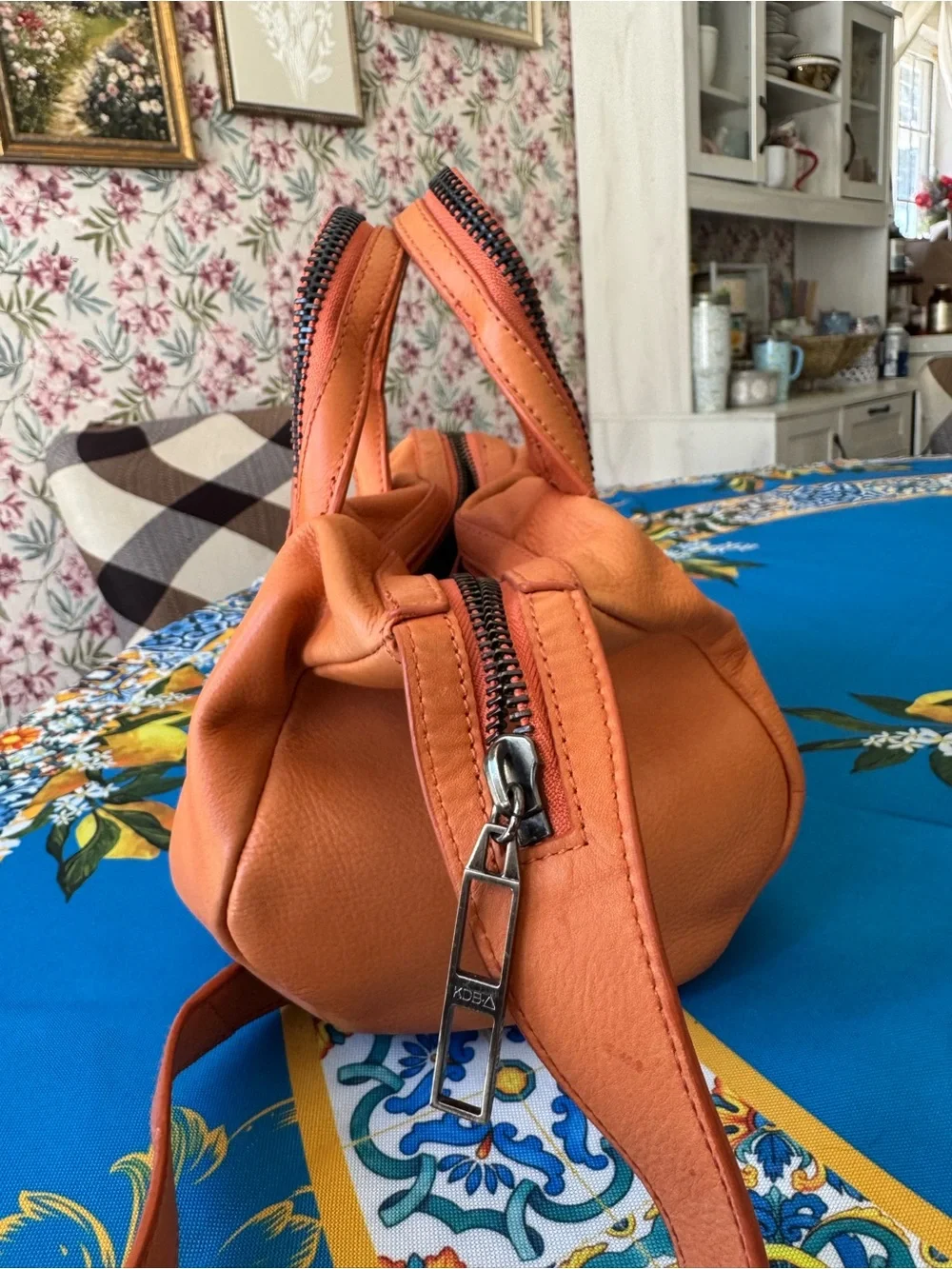 Kelsi Dagger Orange Pebble Leather Satchel